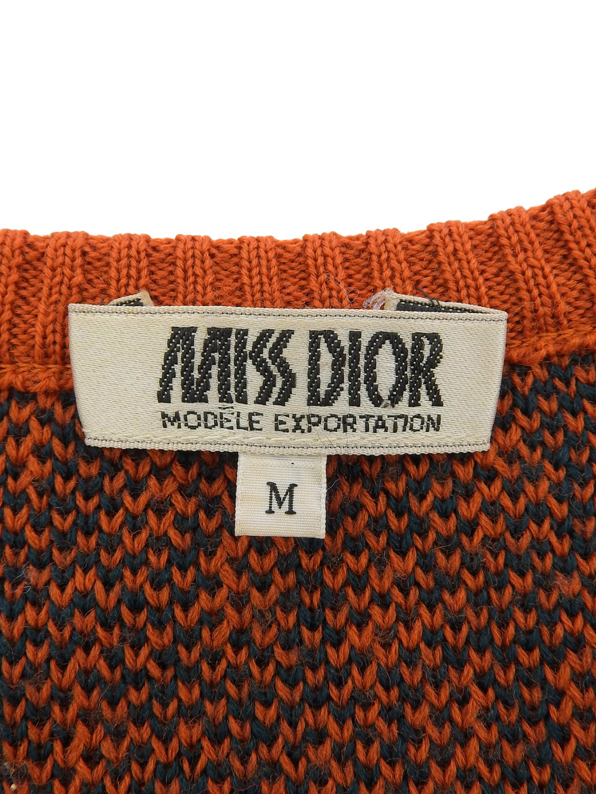 トロッターパターンニットベスト　オレンジ/ダークグリーン