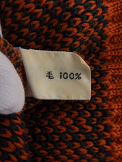 トロッターパターンニットベスト　オレンジ/ダークグリーン