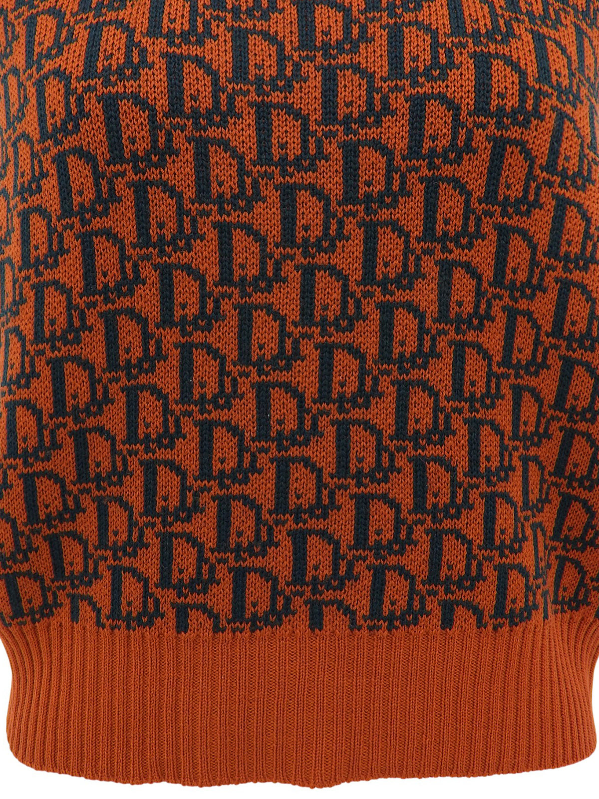 トロッターパターンニットベスト　オレンジ/ダークグリーン