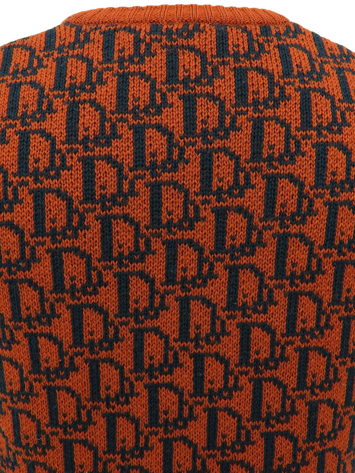 トロッターパターンニットベスト　オレンジ/ダークグリーン