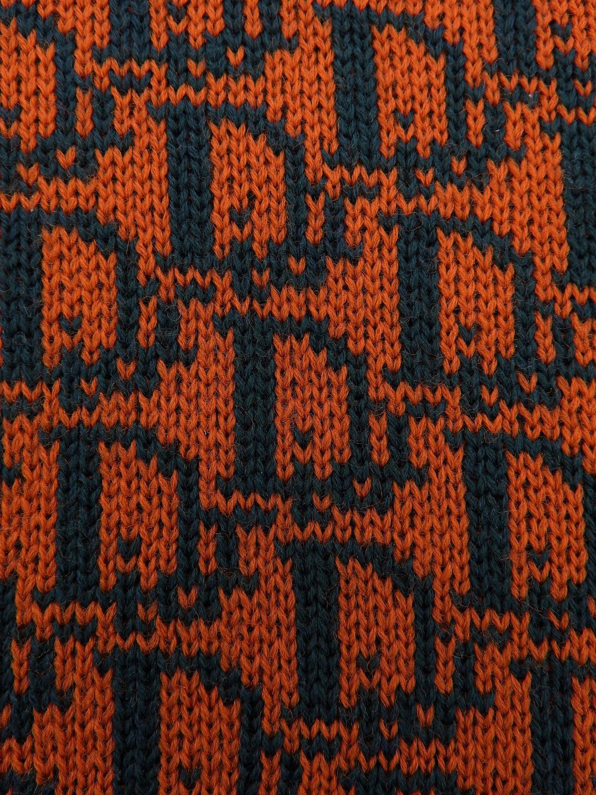 トロッターパターンニットベスト　オレンジ/ダークグリーン