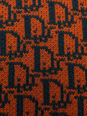 トロッターパターンニットベスト　オレンジ/ダークグリーン
