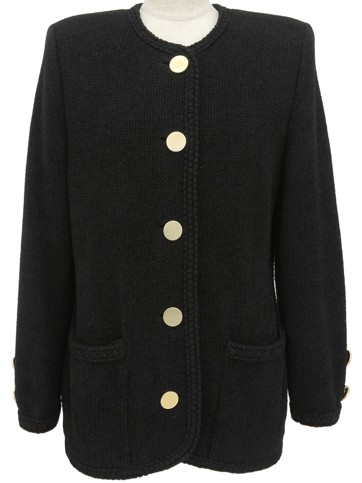 ウールラメノーカラージャケット ブラック/ゴールド