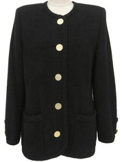 ウールラメノーカラージャケット ブラック/ゴールド