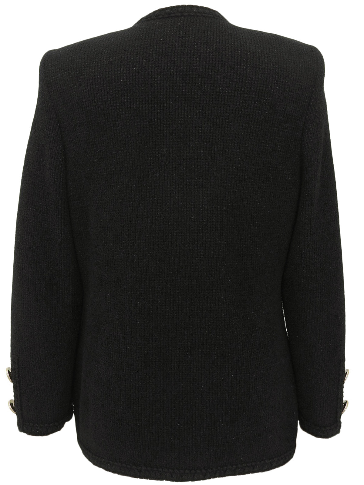 ウールラメノーカラージャケット ブラック/ゴールド