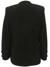 ウールラメノーカラージャケット ブラック/ゴールド