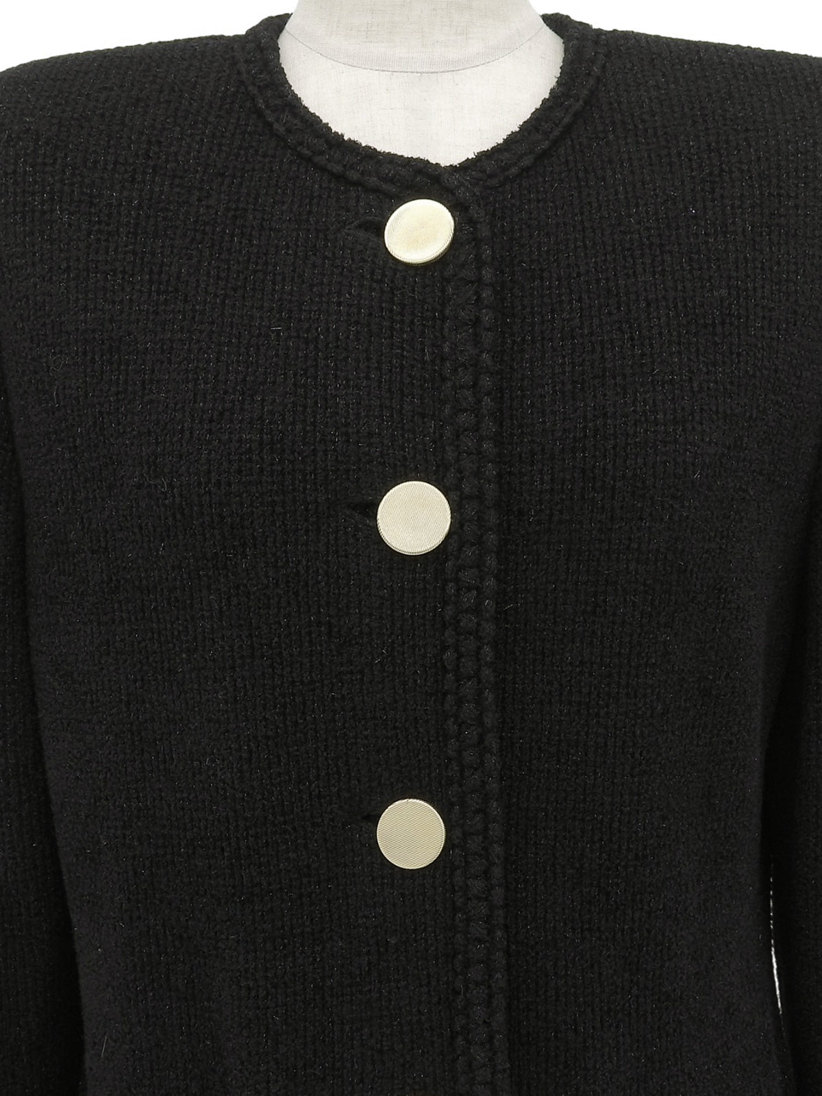 ウールラメノーカラージャケット ブラック/ゴールド