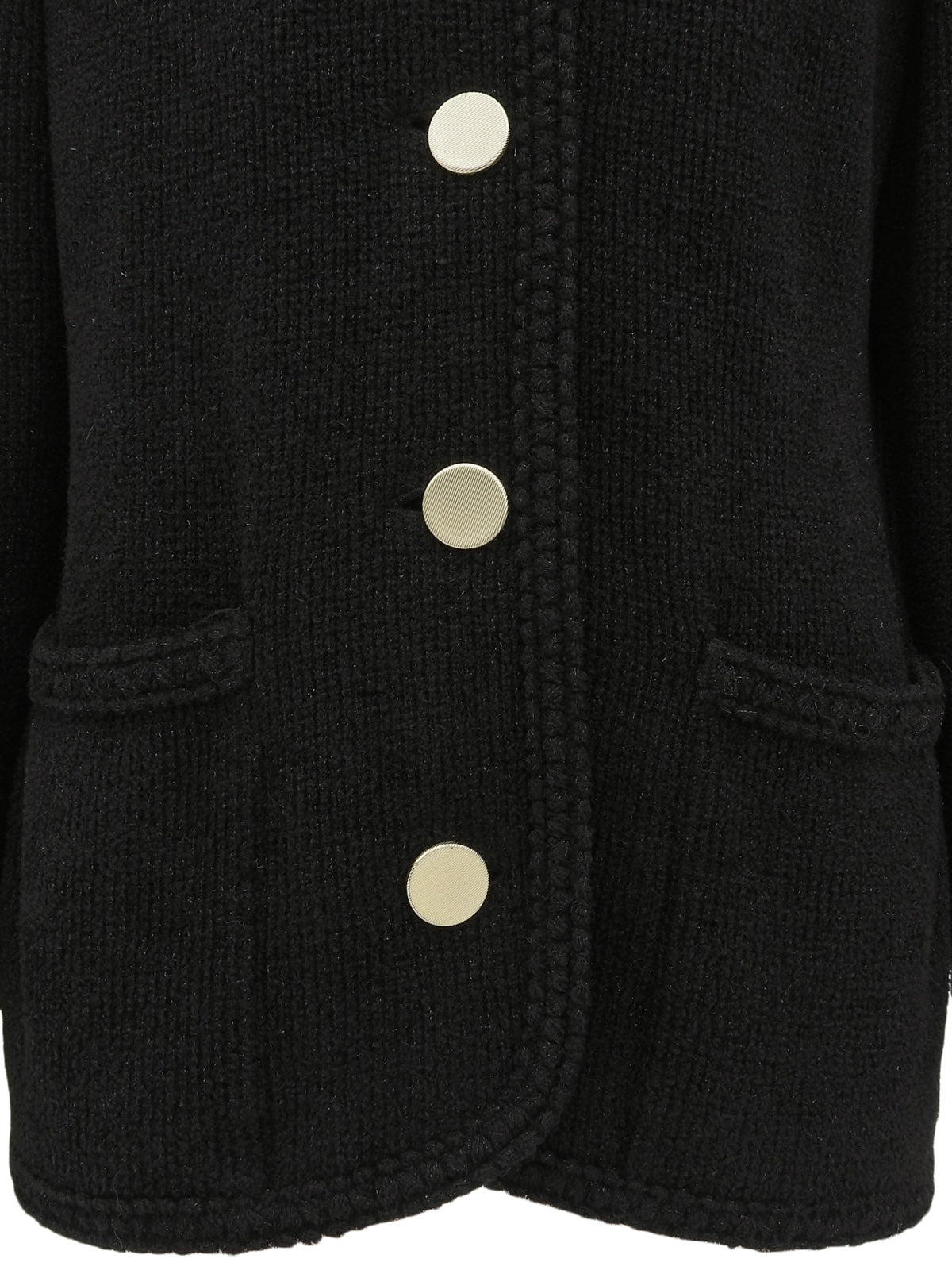 ウールラメノーカラージャケット ブラック/ゴールド