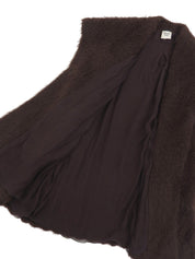 モヘアビッグカラーロングコート ブラウン