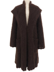 モヘアビッグカラーロングコート ブラウン