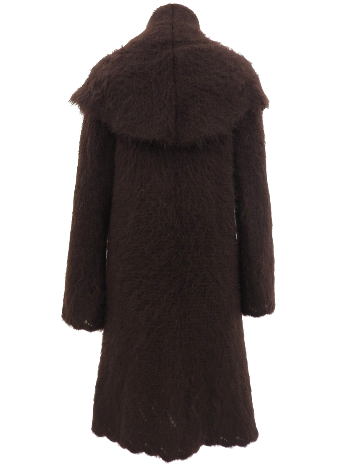 モヘアビッグカラーロングコート ブラウン