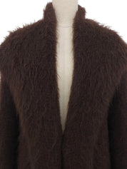 モヘアビッグカラーロングコート ブラウン