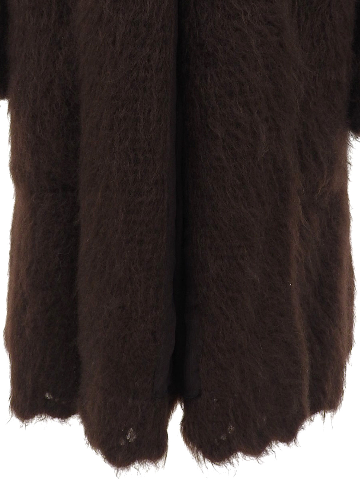 モヘアビッグカラーロングコート ブラウン