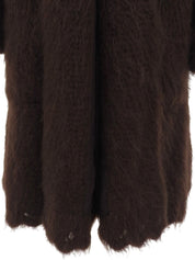 モヘアビッグカラーロングコート ブラウン