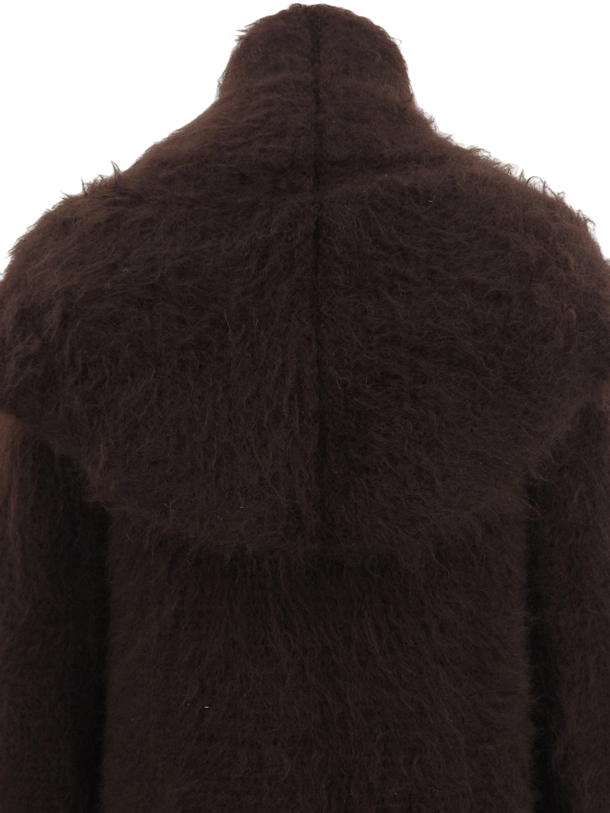 モヘアビッグカラーロングコート ブラウン