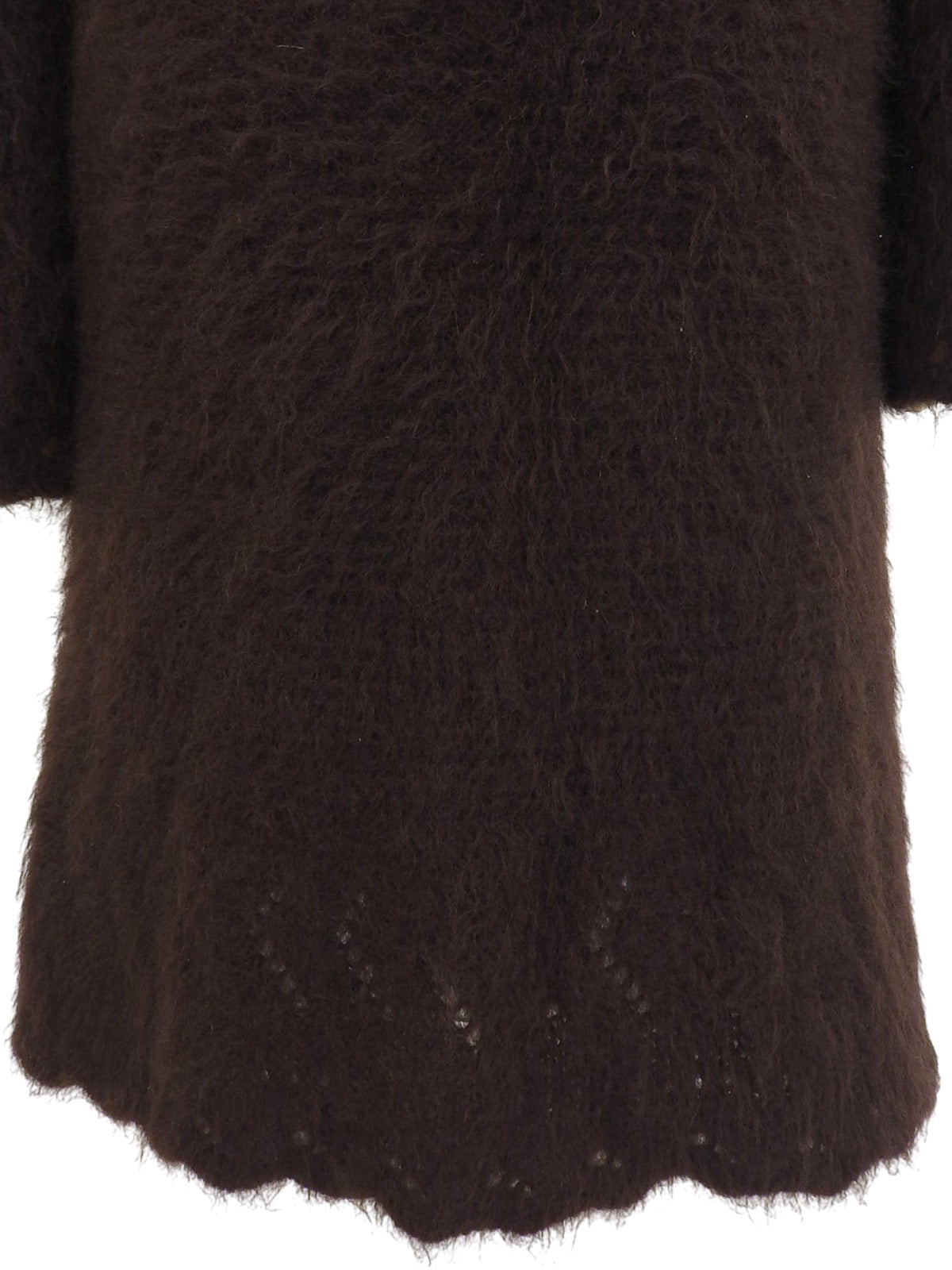 モヘアビッグカラーロングコート ブラウン