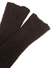 モヘアビッグカラーロングコート ブラウン