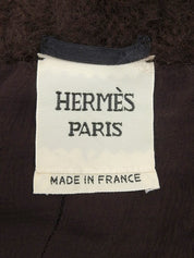 モヘアビッグカラーロングコート ブラウン