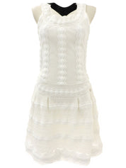 Frill Design Sleeveless Dress in White/Black
