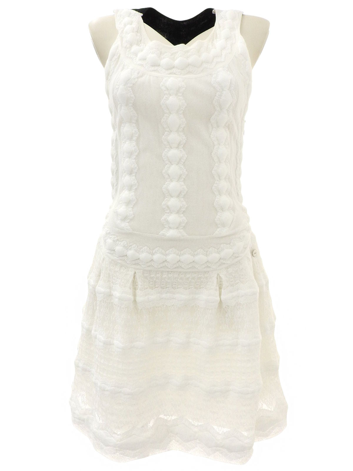 フリルデザインノースリーブワンピース ホワイト/ブラック