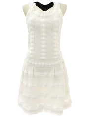 フリルデザインノースリーブワンピース ホワイト/ブラック