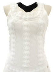 フリルデザインノースリーブワンピース ホワイト/ブラック