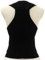 白色/黑色荷叶边无袖连衣裙