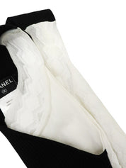 白色/黑色荷叶边无袖连衣裙