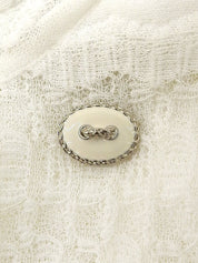 白色/黑色荷叶边无袖连衣裙