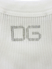 White Rhinestone Logo Top