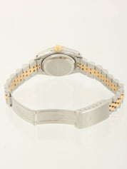 约1991年产蚝式恒动日历型腕表，银/金/海军蓝配色。