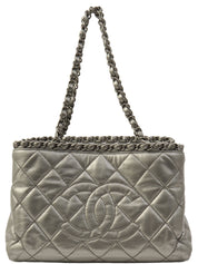 2012年頃製 CCマークステッチチェーンハンドバッグ シルバー