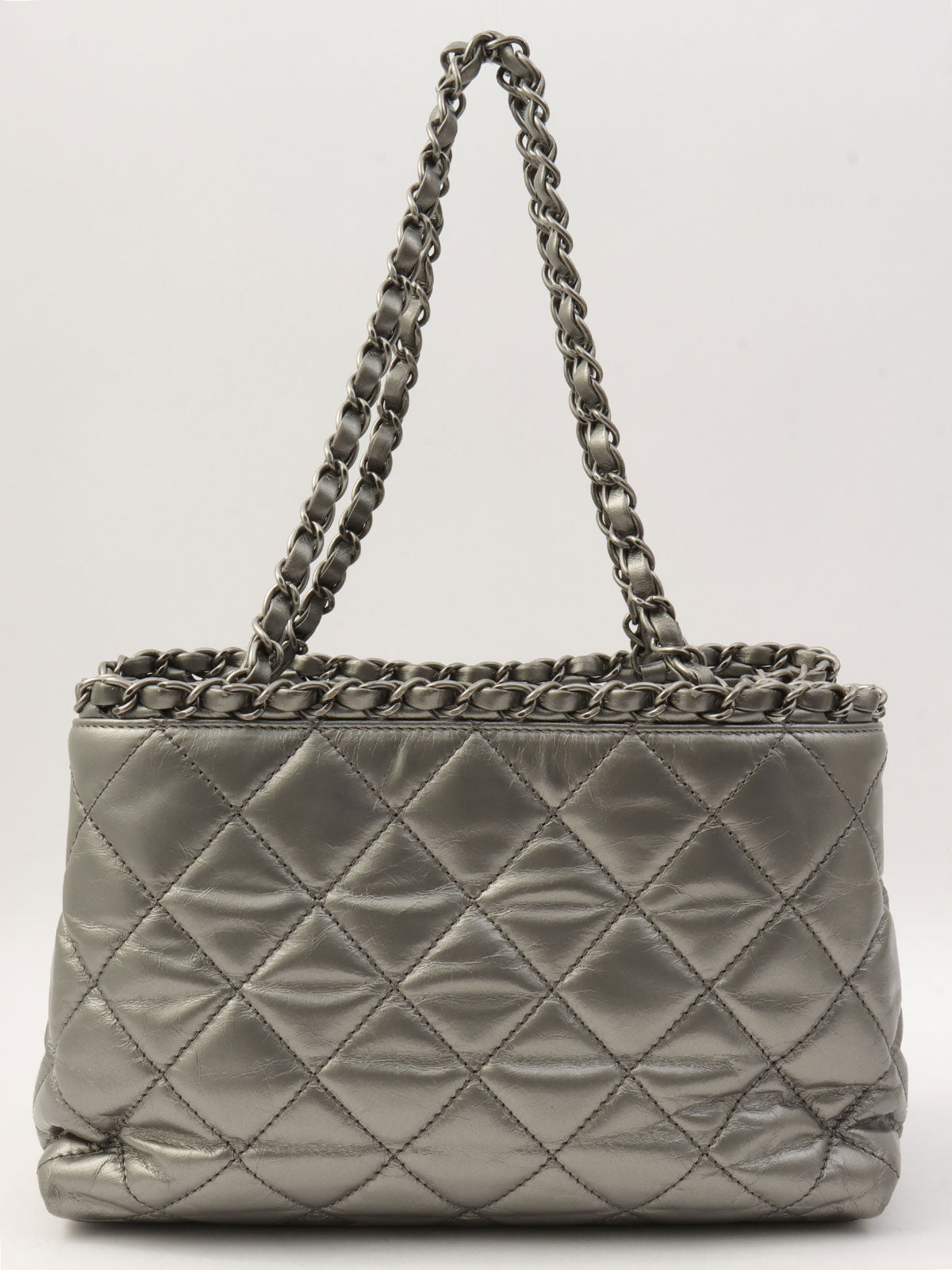 2012年頃製 CCマークステッチチェーンハンドバッグ シルバー