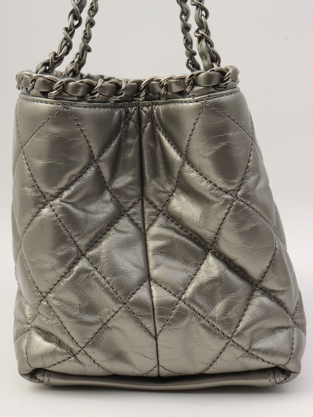 2012年頃製 CCマークステッチチェーンハンドバッグ シルバー