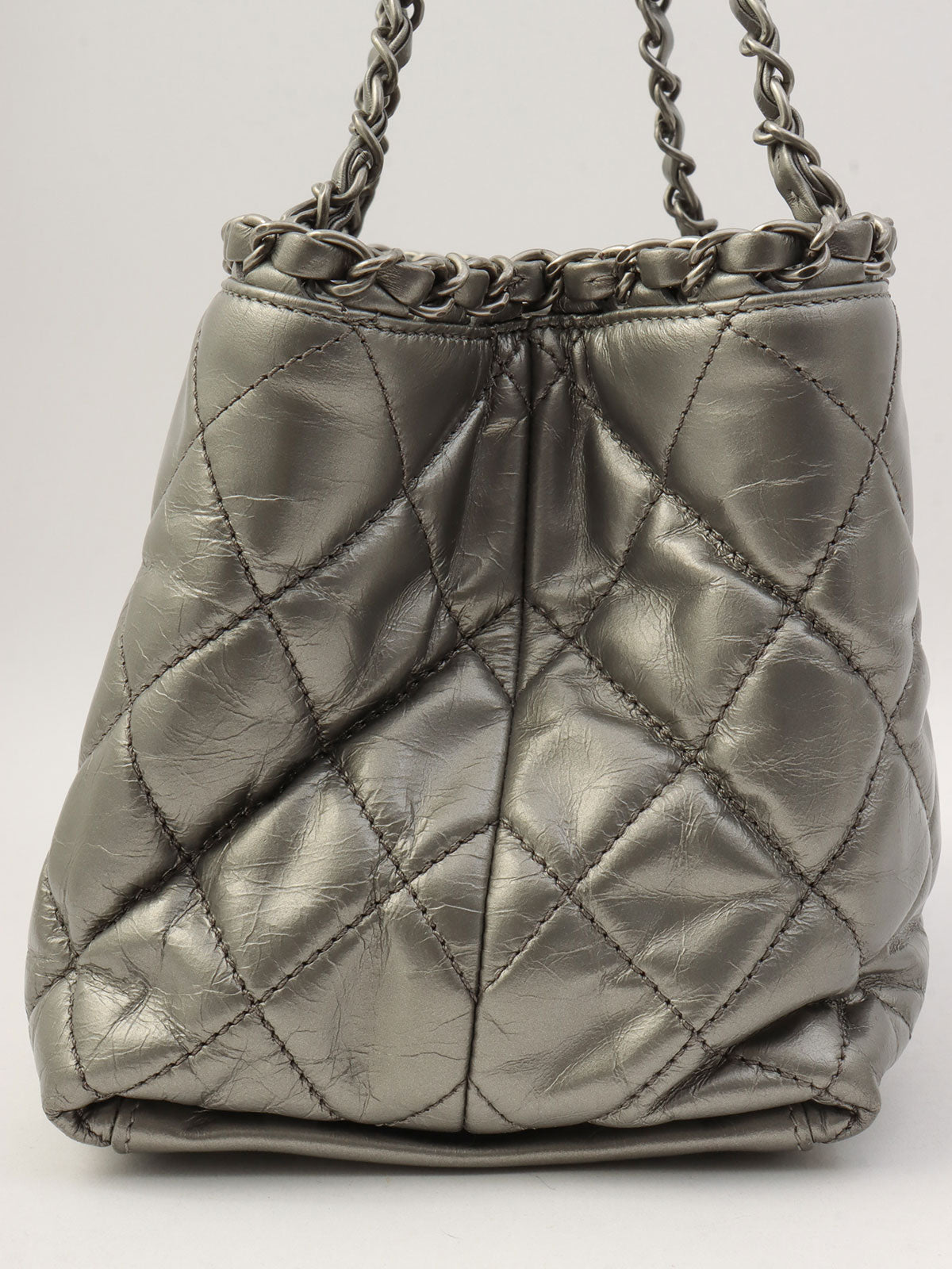 2012年頃製 CCマークステッチチェーンハンドバッグ シルバー