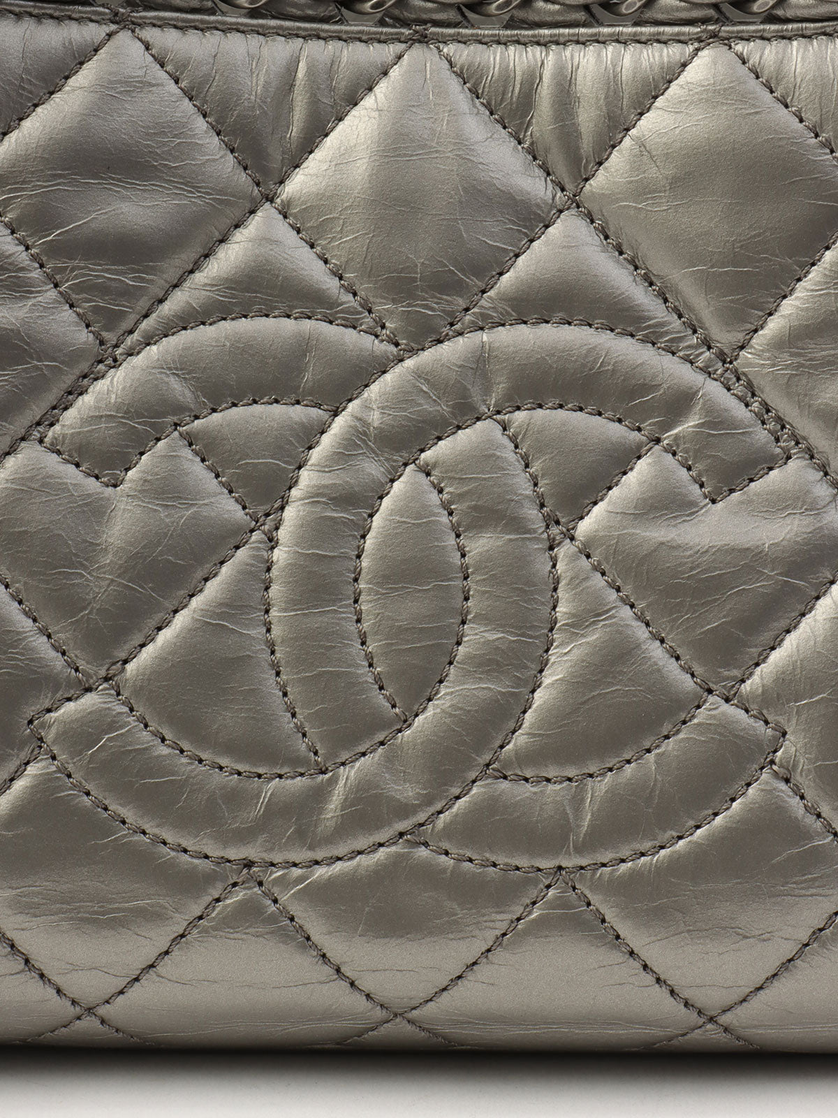 2012 Vintage CC Mark Stitch Chain Handbag Silver