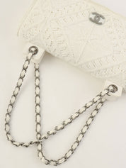 2004年针织蕾丝CC标志牌链条单肩包 白色