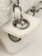 2004年针织蕾丝CC标志牌链条单肩包 白色