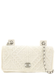 2004年针织蕾丝CC标志牌链条单肩包 白色