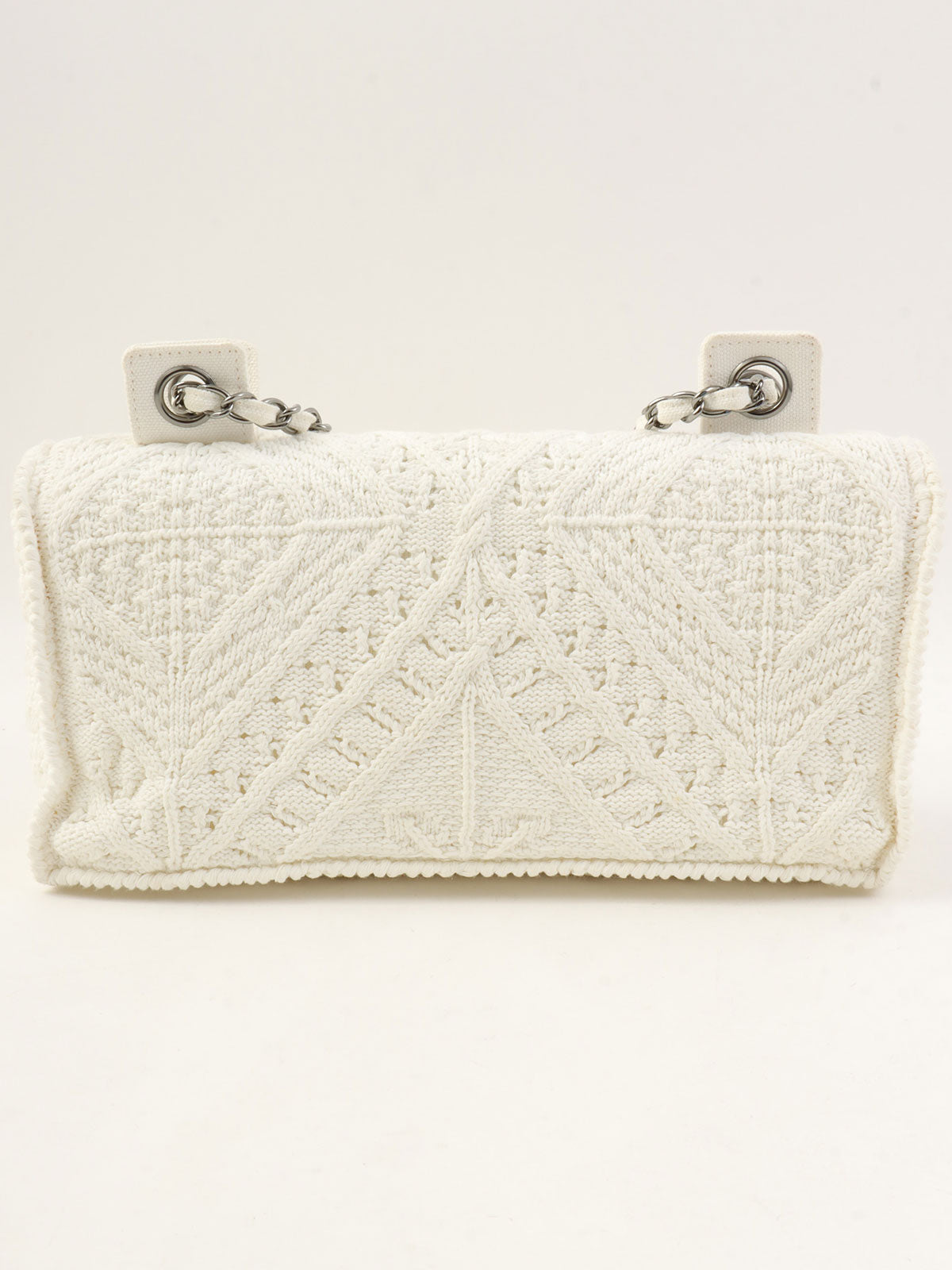 2004年针织蕾丝CC标志牌链条单肩包 白色