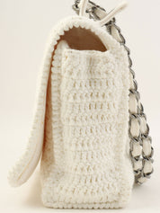 2004年针织蕾丝CC标志牌链条单肩包 白色