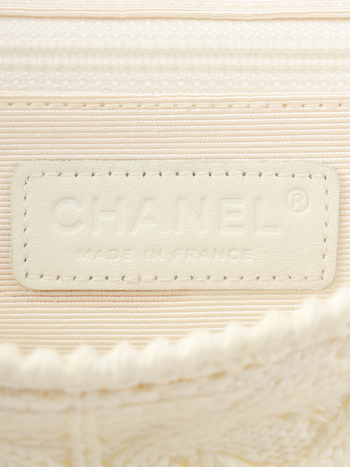 2004年针织蕾丝CC标志牌链条单肩包 白色