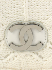 2004年针织蕾丝CC标志牌链条单肩包 白色