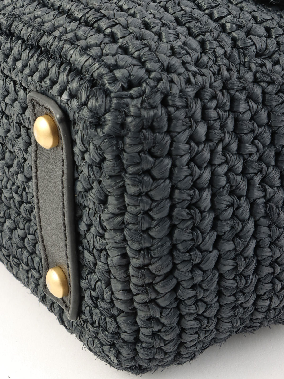 2005年頃製 ラフィアCCターンロックチェーンショルダーバッグ ネイビー/ブラック