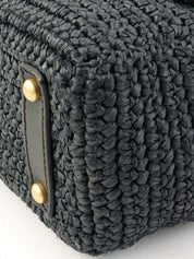 2005年頃製 ラフィアCCターンロックチェーンショルダーバッグ ネイビー/ブラック