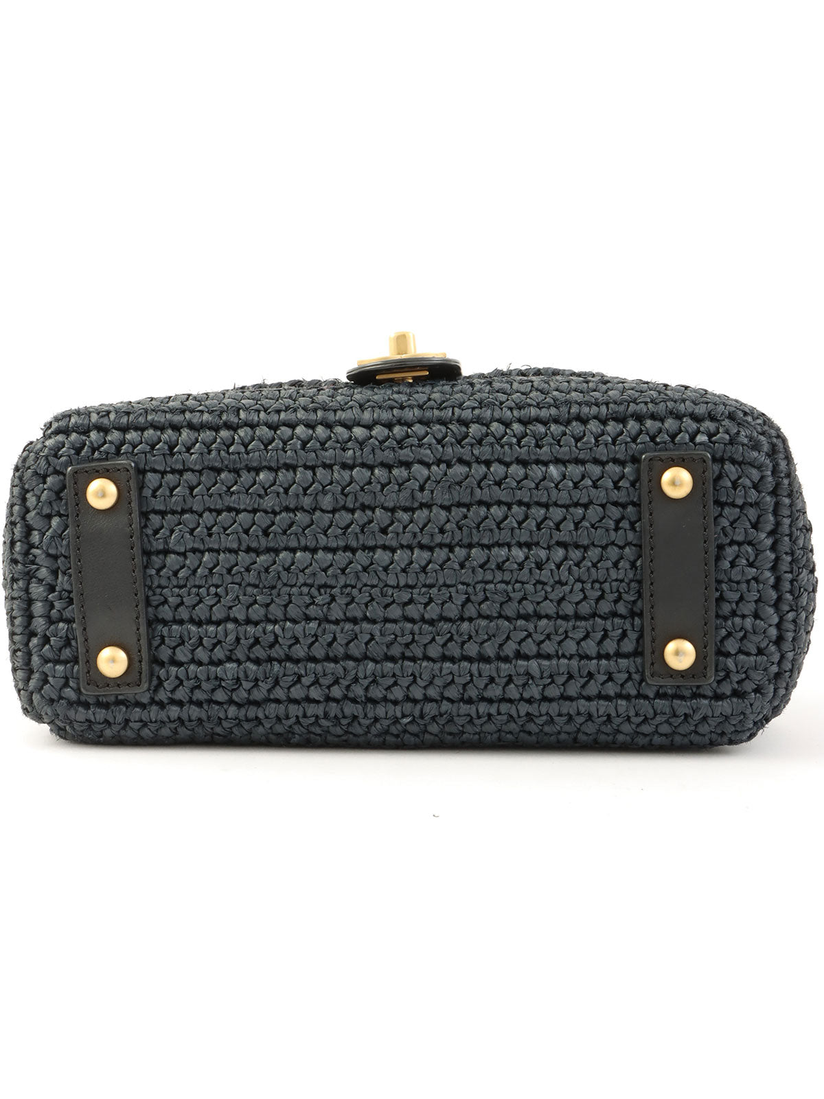 2005年頃製 ラフィアCCターンロックチェーンショルダーバッグ ネイビー/ブラック