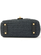 2005年頃製 ラフィアCCターンロックチェーンショルダーバッグ ネイビー/ブラック