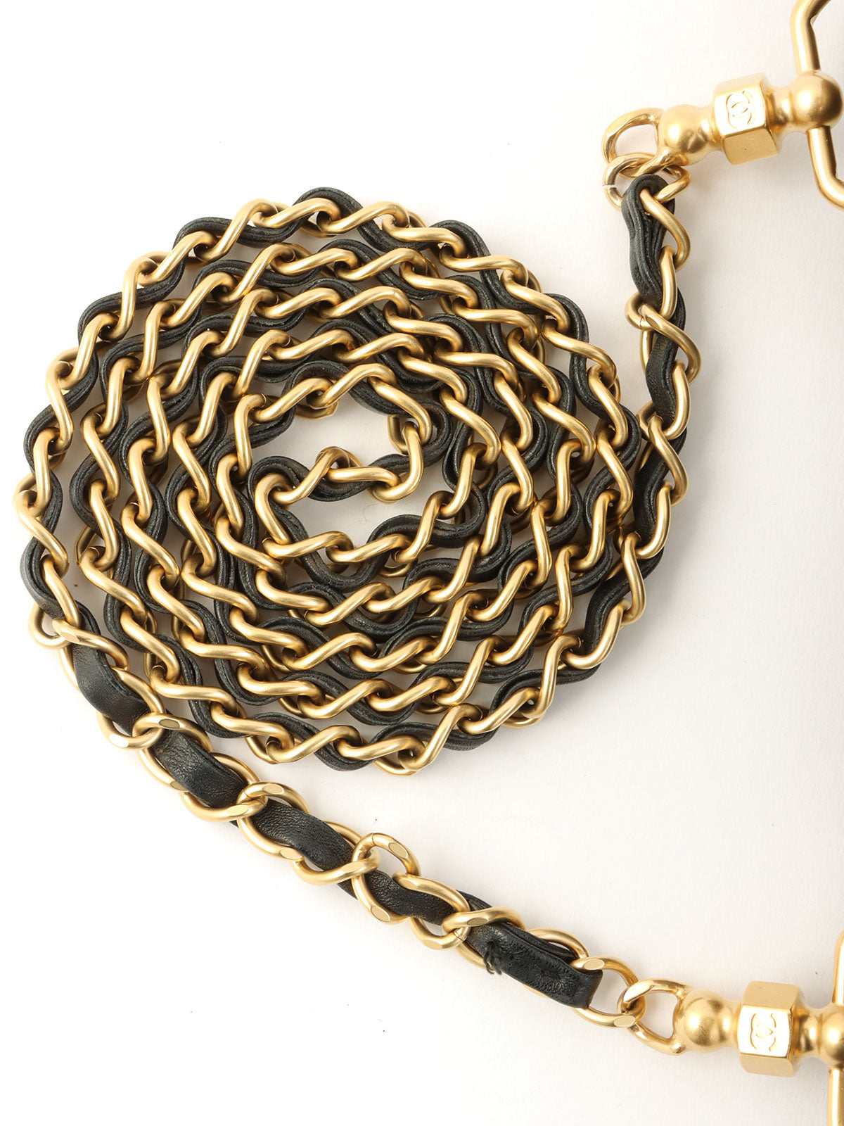 2005年頃製 ラフィアCCターンロックチェーンショルダーバッグ ネイビー/ブラック