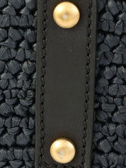 2005年頃製 ラフィアCCターンロックチェーンショルダーバッグ ネイビー/ブラック