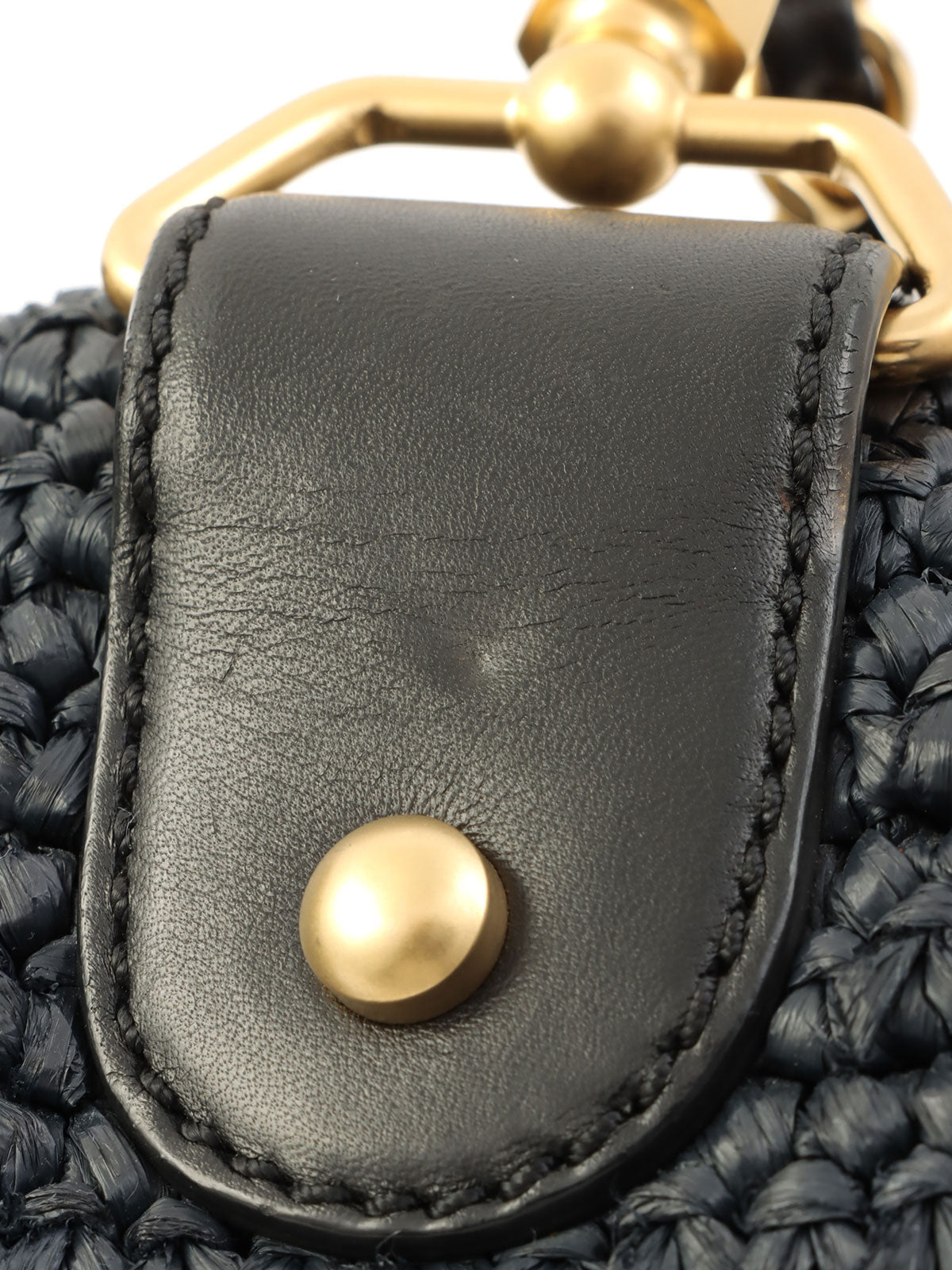 2005年頃製 ラフィアCCターンロックチェーンショルダーバッグ ネイビー/ブラック